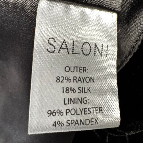 NWT Saloni Black Sleeveless High Neck Fleur Velvet Rose Applique Top Womens 6 - Picture 7 of 12